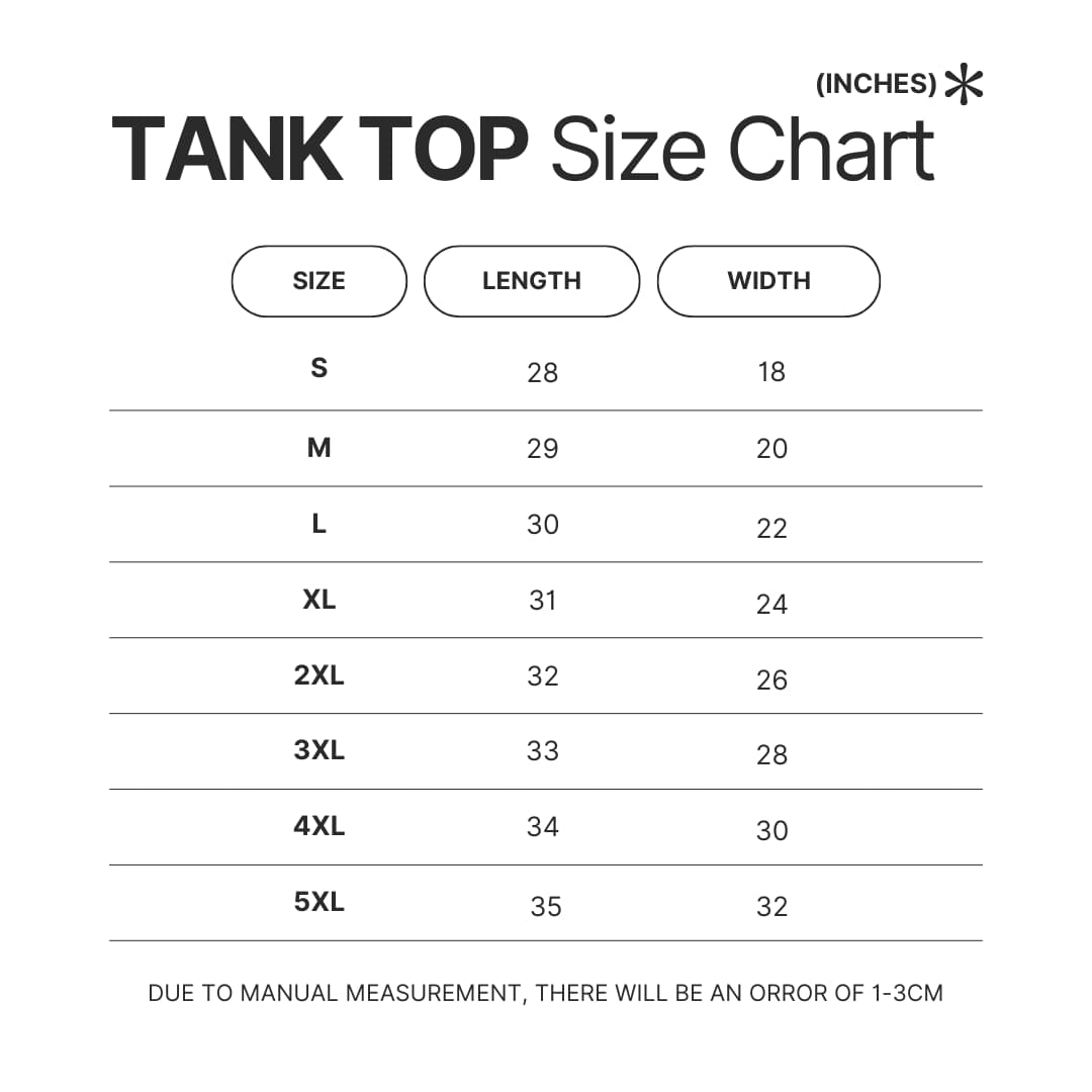 Tank Top Size Chart - Lookism Merch