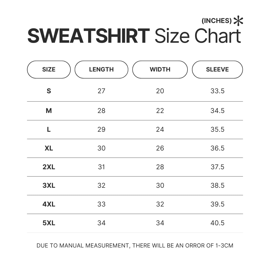 Sweatshirt Size Chart - Lookism Merch